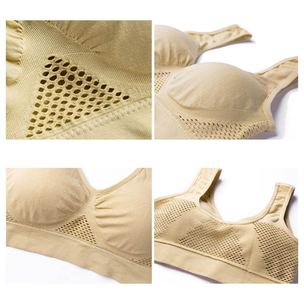 Ademende dames sport bh Sofia voor comfortabele ondersteuning tijdens sport & training.