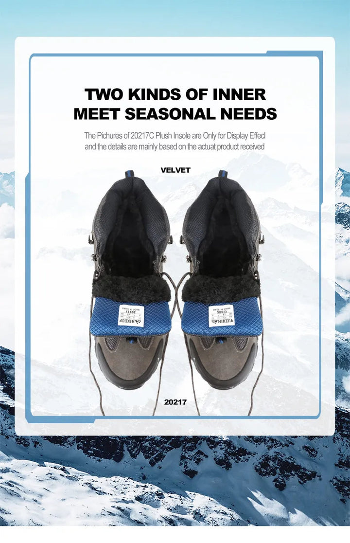 Grijze waterdichte heren wandelschoenen, hoogmodel, bieden optimale grip en comfort voor trekking.