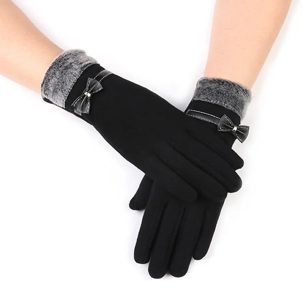 Dames winterhandschoenen van wolmix met touchscreen, verkrijgbaar in rood, paars en grijs.