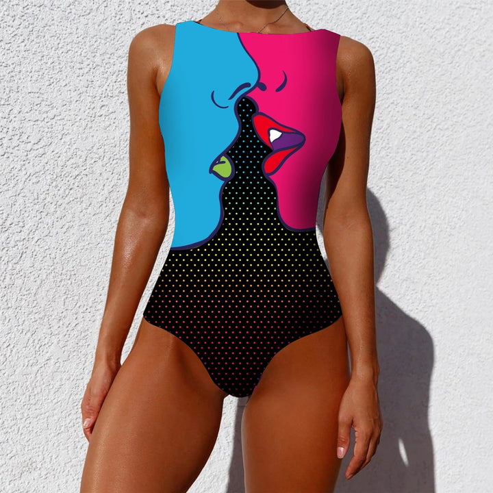Actief dames bedrukt badpak met push-up. Duurzame zwemkleding, perfect voor zwemmen, zonnebaden en vakantie.