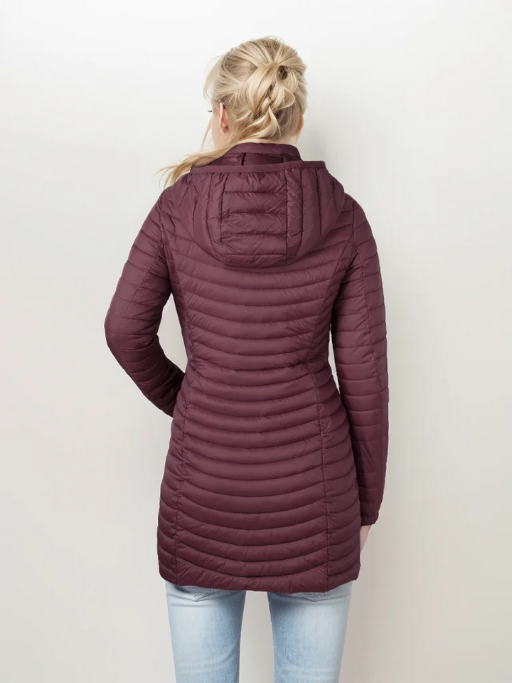 Nieuwe lichtgewicht dames donsjas, lange pasvorm en warme hoge kraag, een must-have voor de winter.