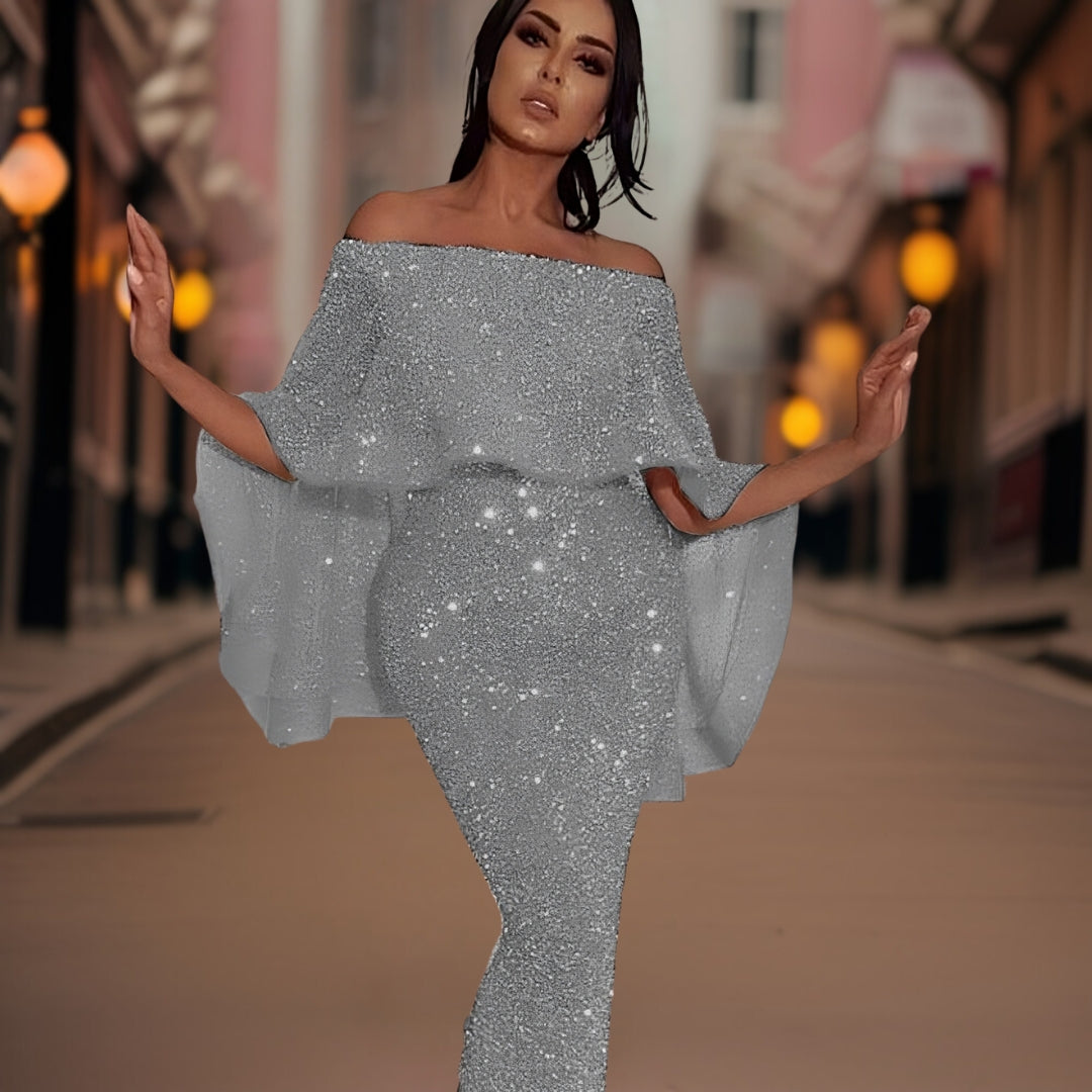 Off-shoulder dames avondjurk, elegant & stijlvol. Geschikt voor bruiloft, gala of feest. Nieuw binnen.