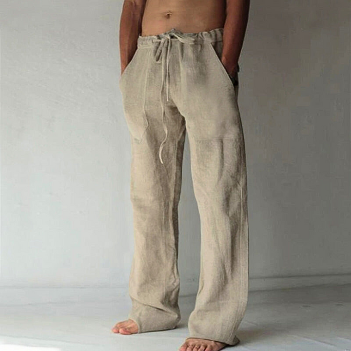 Veelzijdige herenbroek: loungebroek, comfortbroek met hoge taille en wijde pijpen. Perfect voor elke dag.