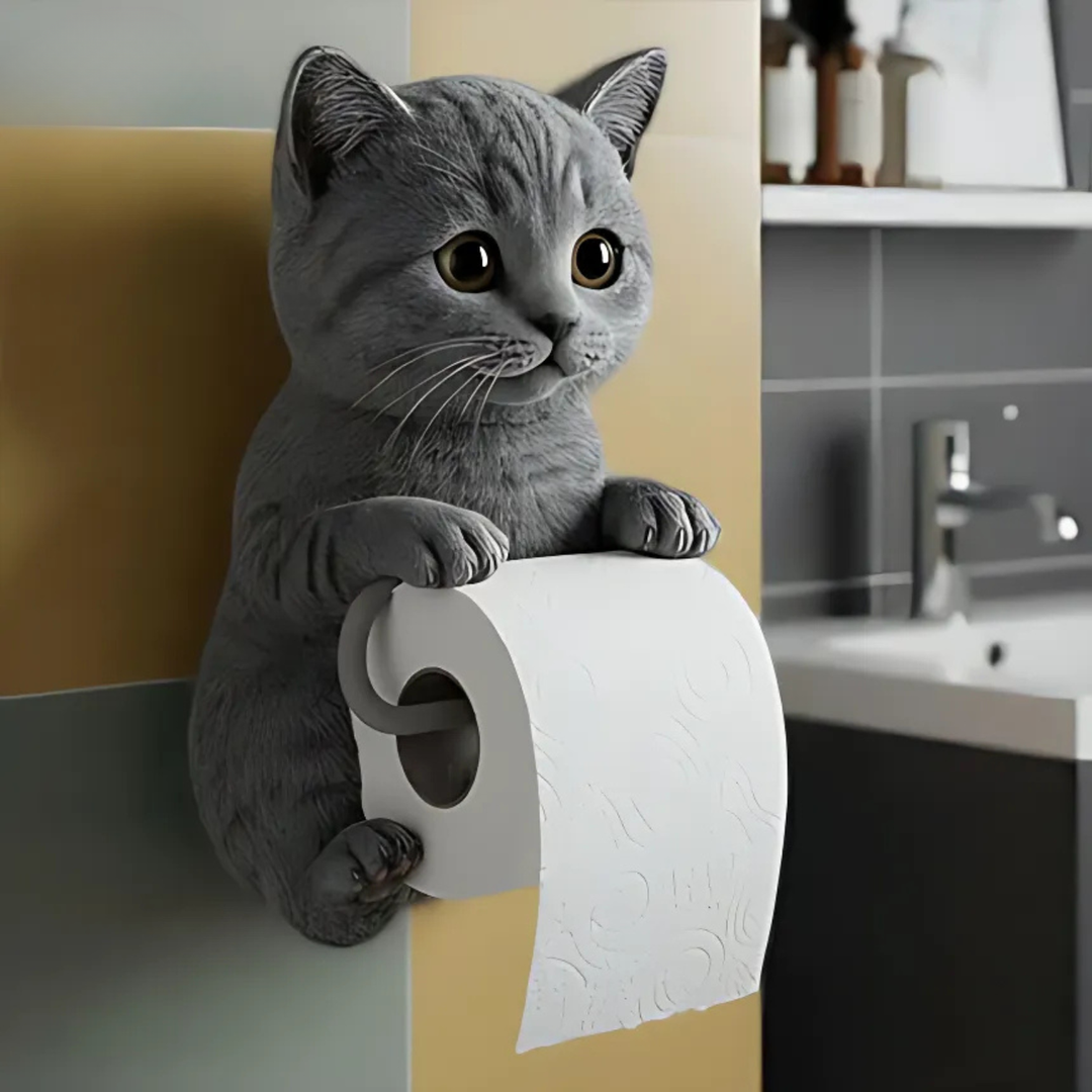 Grappige katten toiletpapierhouder, brengt humor en gemak in de badkamer. Eenvoudig te monteren.