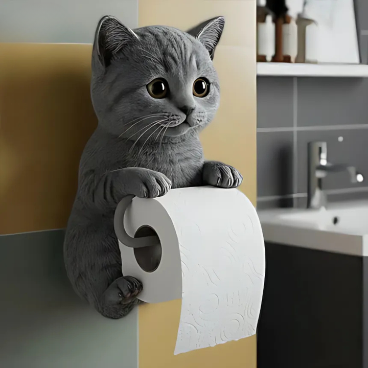Grappige katten toiletpapierhouder, brengt humor en gemak in de badkamer. Eenvoudig te monteren.