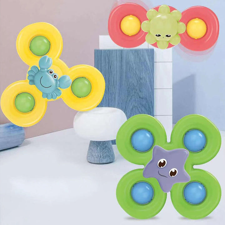 Set van 3 vrolijke baby spinners, ontwikkelingsspeelgoed voor fijne motoriek en zintuiglijke ontdekking.