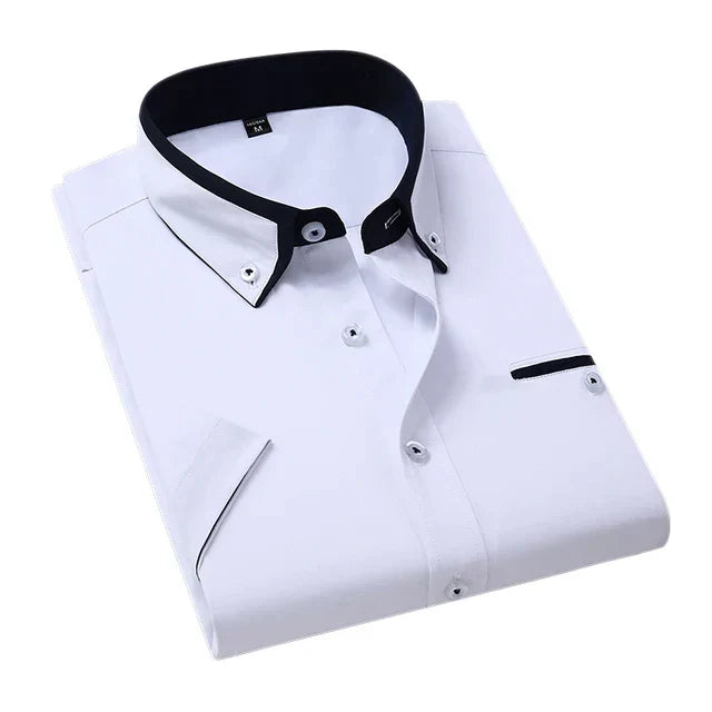 Zakelijk casual heren overhemd Victor korte mouwen; combineer met chino voor een nette, comfortabele outfit.