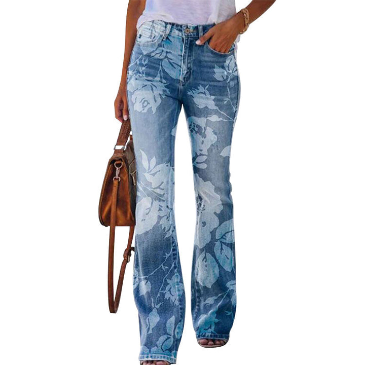 Modieuze dames flare-jeans met hoge taille en 4 knopen. Ideaal voor een casual of chique look.
