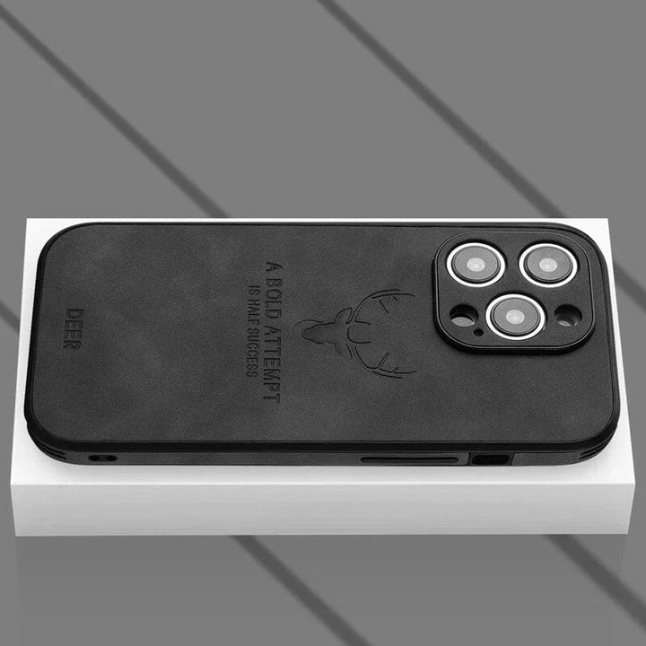 Duurzame Veltro hertenleren telefoonhoes. Premium bescherming voor je iPhone.