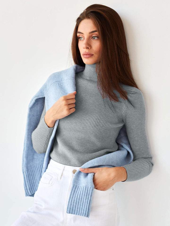 Blauwe dames coltrui, tijdloos design, ideaal voor een elegante en warme uitstraling.