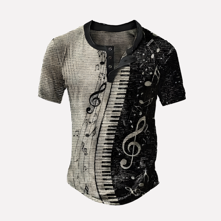Klassiek heren wafel breisel T-shirt, casual stijl, ademend voor warme dagen.