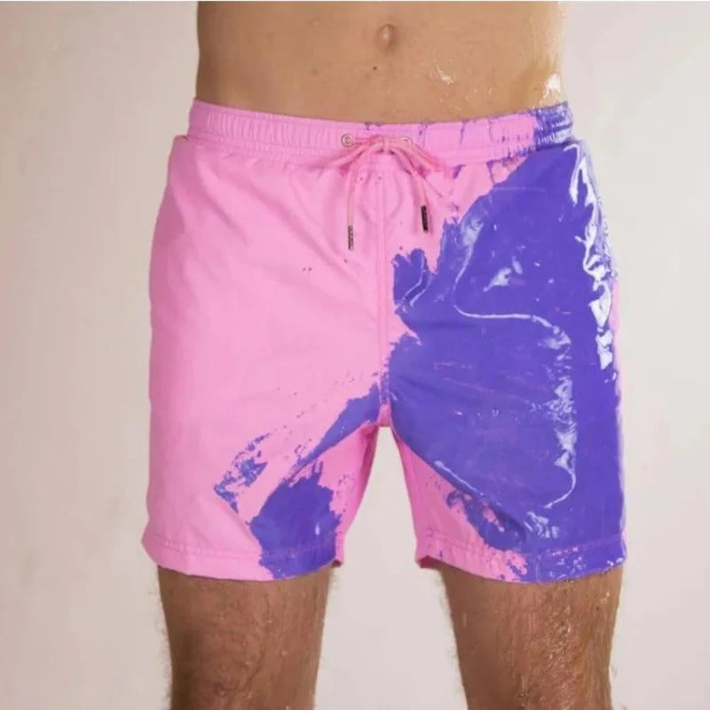 Unieke dynamische heren zwembroek, verandert van kleur in water; trendy zwemkleding voor de zomer.