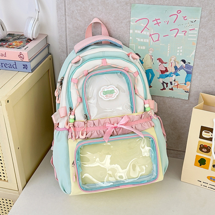 Trendy en semi-transparante rugzak voor dames, een moderne reisrugzak of schooltas met unieke look.