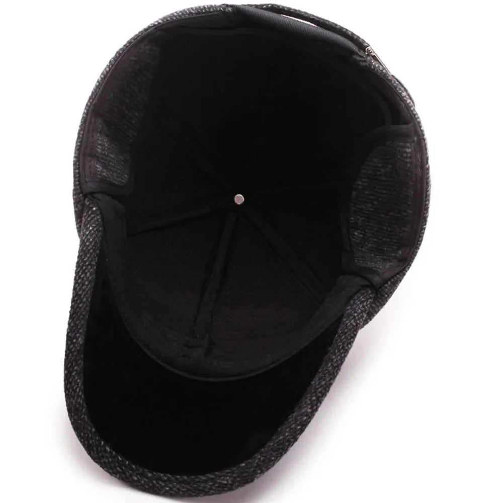 Warme heren wollen pet met klassieke look. Perfecte wintermuts met verstelbare pasvorm.