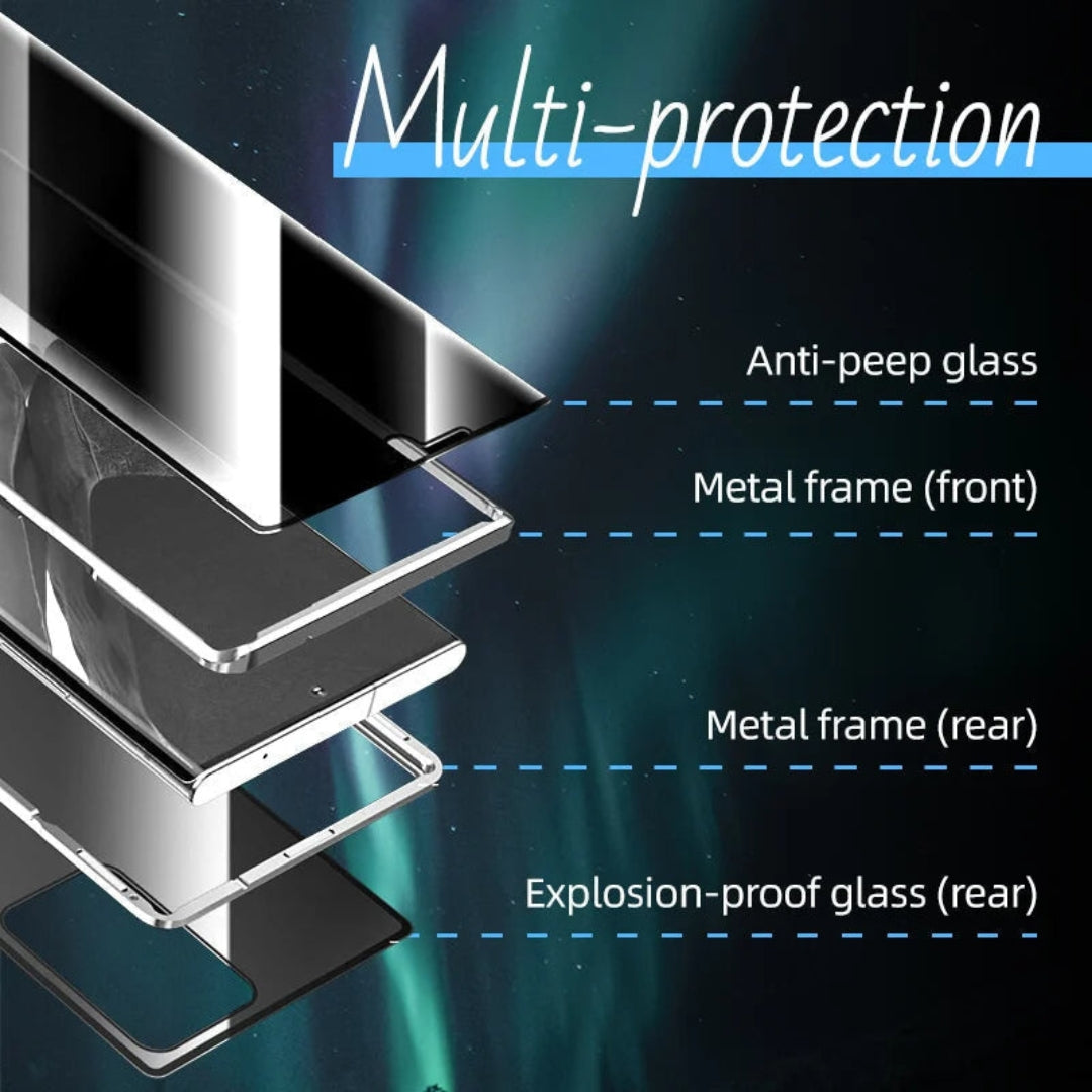 ClearLock telefoonhoesje met privacy glas, magnetisch, kras- en schokbestendig, 1+1 gratis.