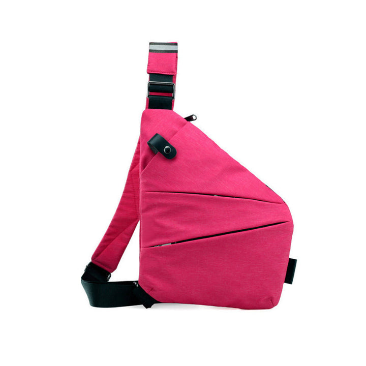Interieur van georganiseerde anti-diefstal tas, toont meerdere vakken voor essentials.