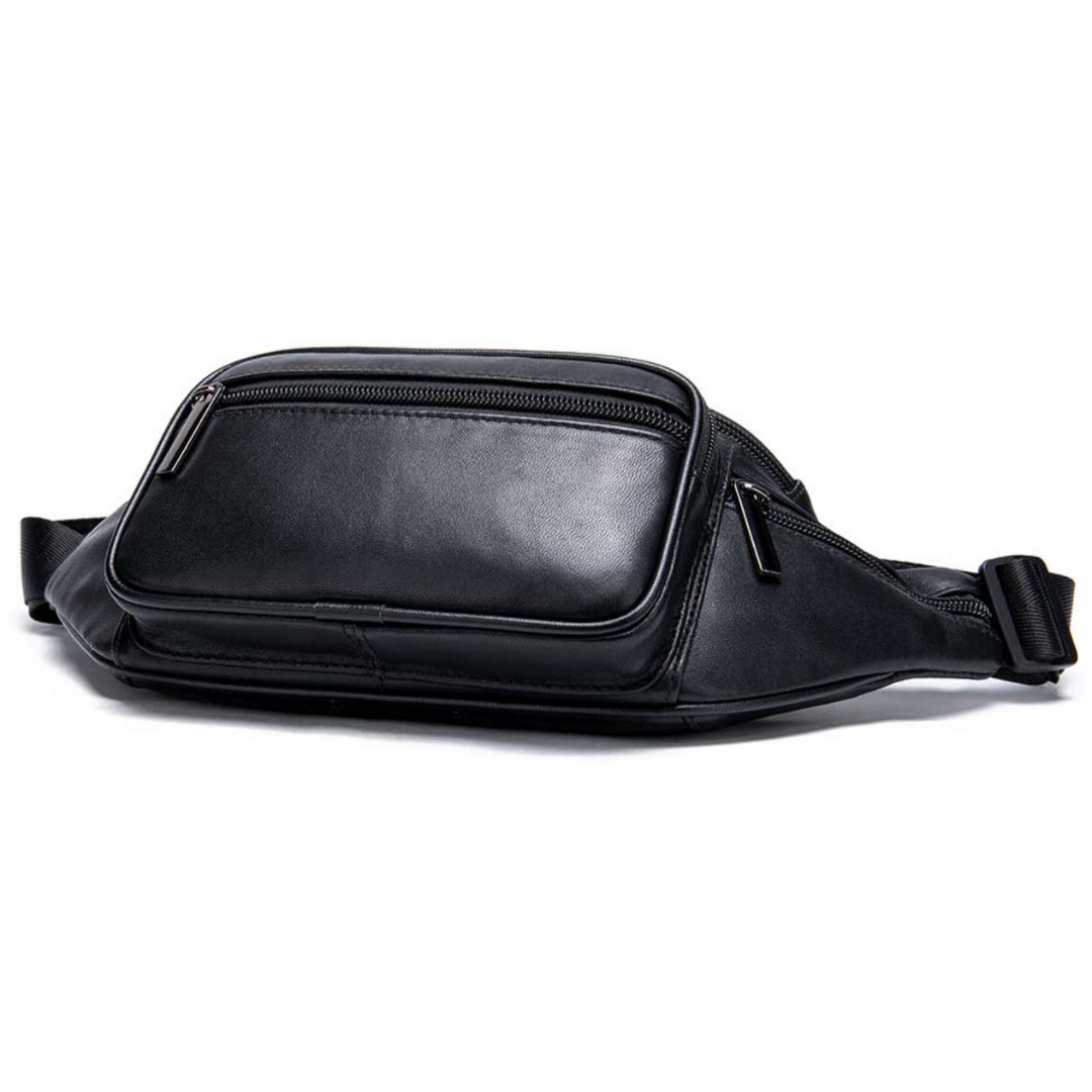 Elegante leren heren schoudertas (ShoulderFit), een compacte en comfortabele zomertas.