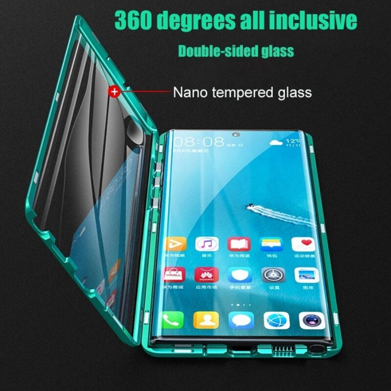 Glazen Samsung telefoonhoes met magnetische sluiting, schokbestendig en volledige bescherming voor je telefoon.