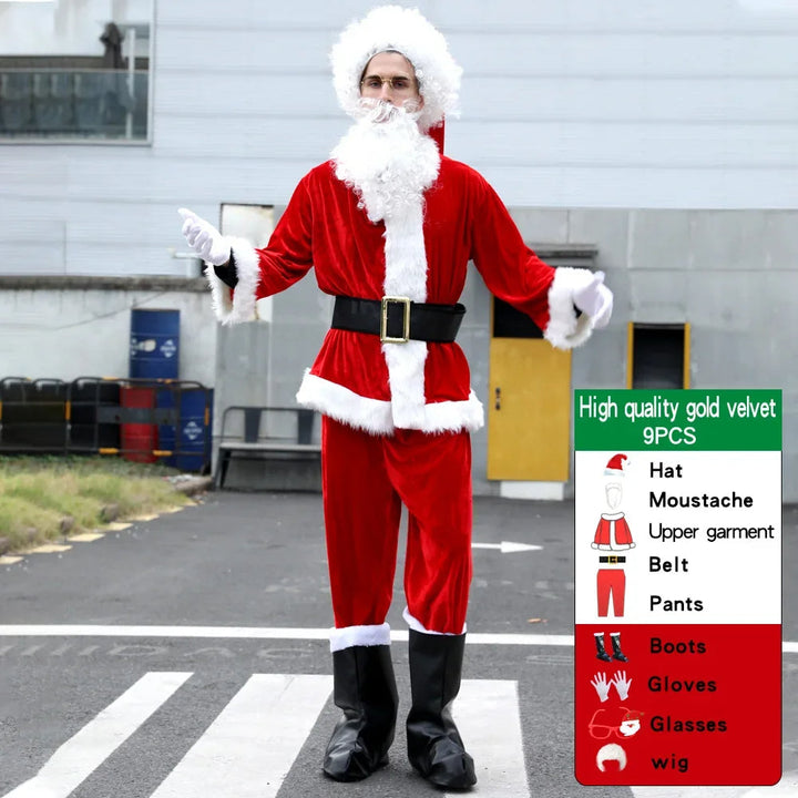 Comfortabel heren Kerstman kostuum, ook beschikbaar in grote maten voor een perfecte feestelijke pasvorm.