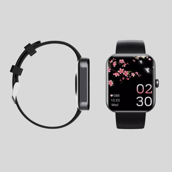 Gezondheids smartwatch met geavanceerde monitoring van hartslag, bloeddruk en zuurstof. Draagbare tech voor welzijn.