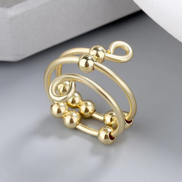 Minimalistische fidget ring voor angst- en stressverlichting, verstelbaar en unisex design.
