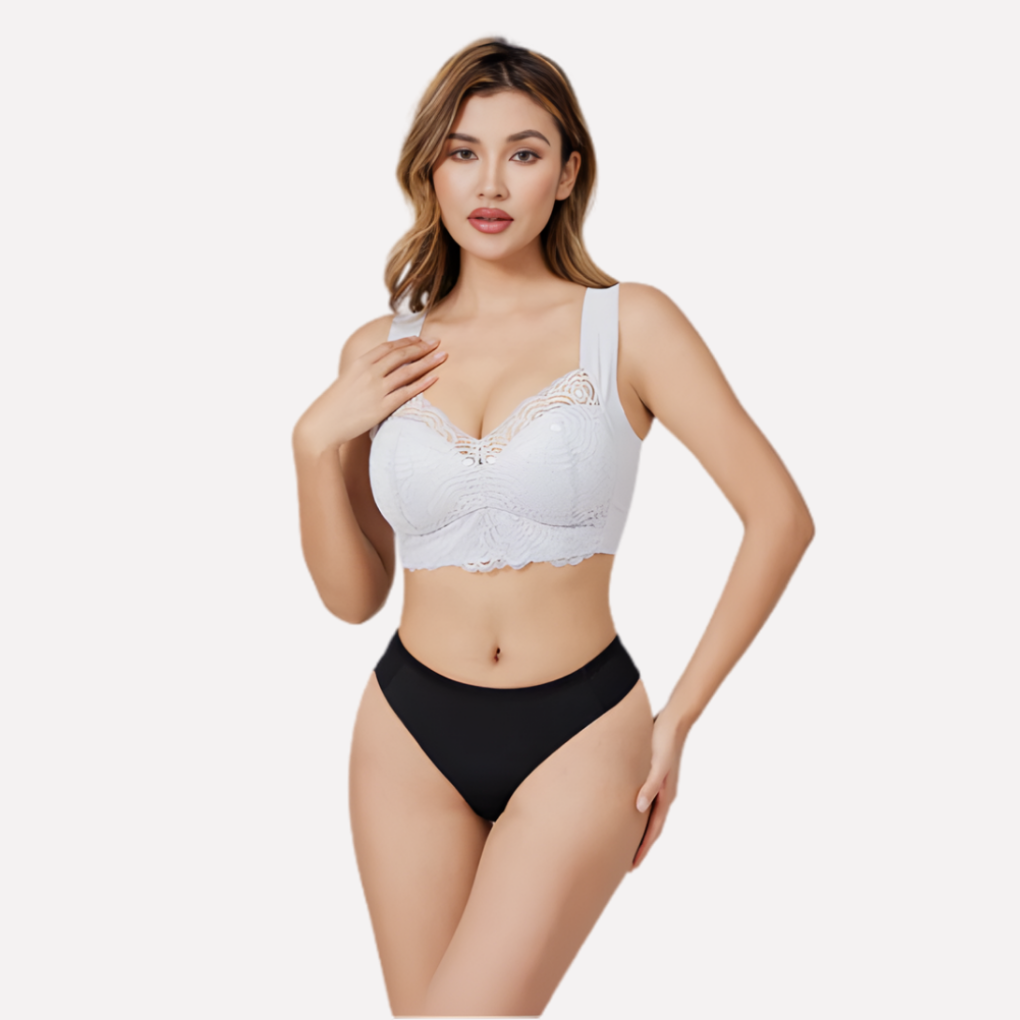 Plus size dames push-up bh, beugelloos en versierd met kant, voor comfortabele lift en optimale steun.