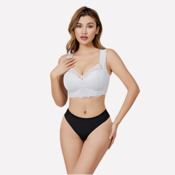 Plus size dames push-up bh, beugelloos en versierd met kant, voor comfortabele lift en optimale steun.