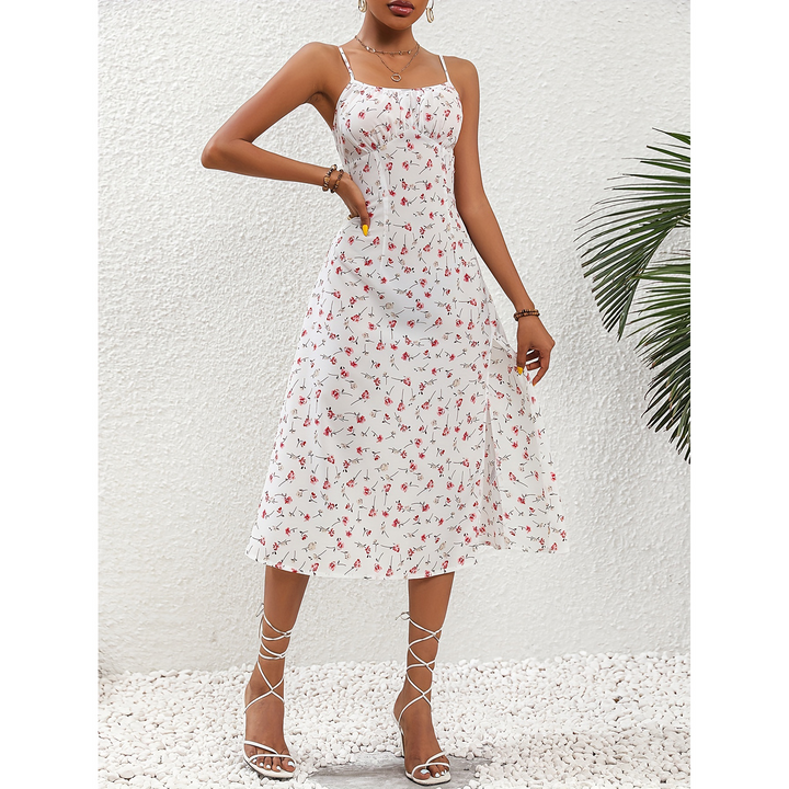 Veelzijdige polkadot jurk met spaghettibandjes in diverse kleuren: zwart, groen, rood, wit, koningsblauw.