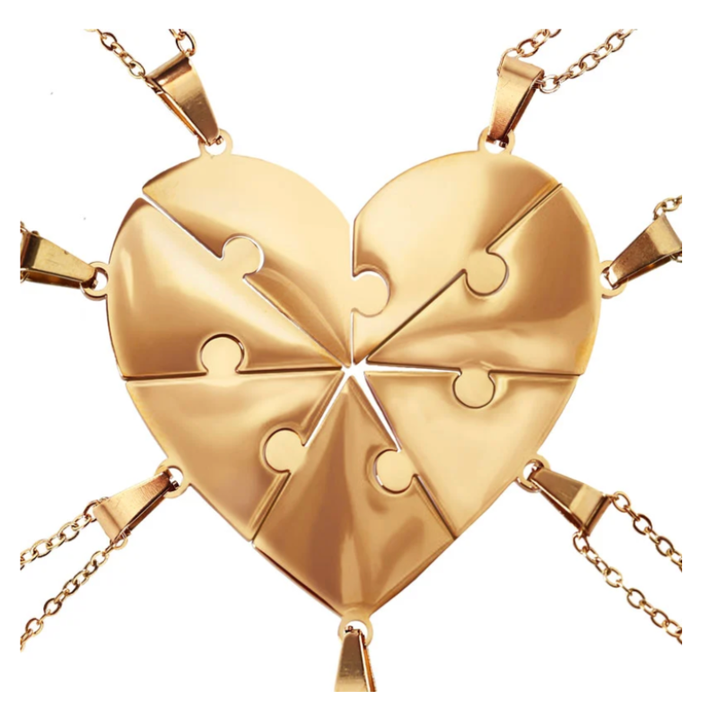Uniek sieraad: edelstalen puzzelketting met naamgravure, voor de hele familie.