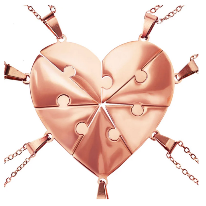 Zilverkleurige puzzelketting met gravure, perfect voor Moederdag of Kerst.