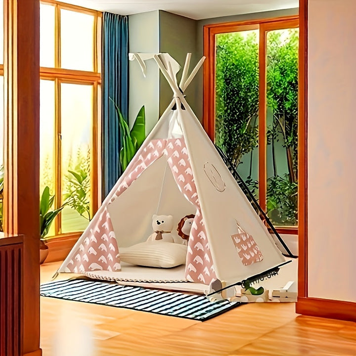 Duurzame tipi speeltent voor kinderen, perfect voor avontuurlijk spelen in de tuin of op de camping.