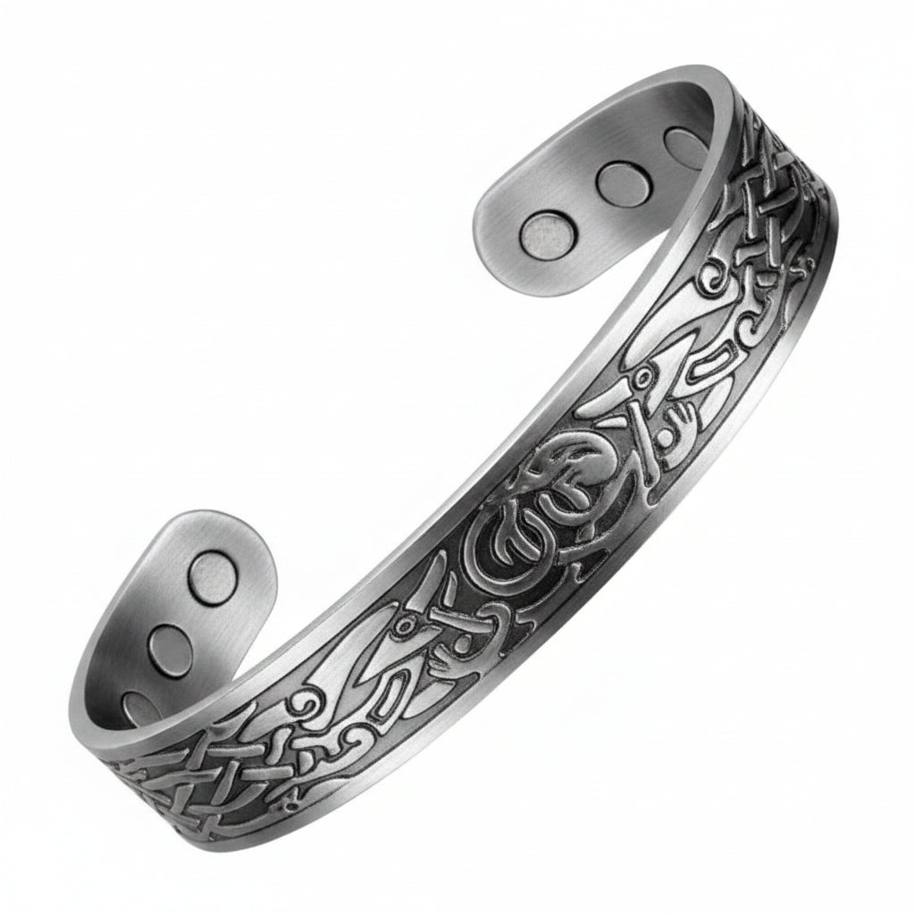 Prachtige vintage magneetarmband van brons of oudzilver. Elegant unisex sieraad en tijdloze mode accessoire.