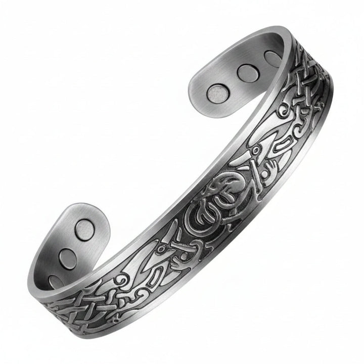 Prachtige vintage magneetarmband van brons of oudzilver. Elegant unisex sieraad en tijdloze mode accessoire.