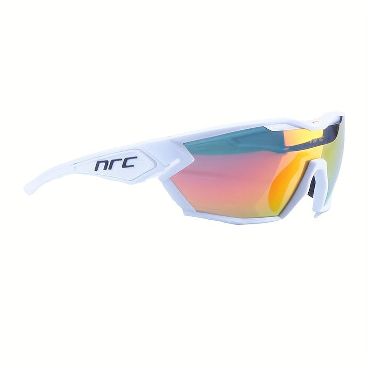 Duurzame polycarbonaat outdoorbril, unisex. Inclusief 3 lenzen voor diverse lichtomstandigheden en bescherming.