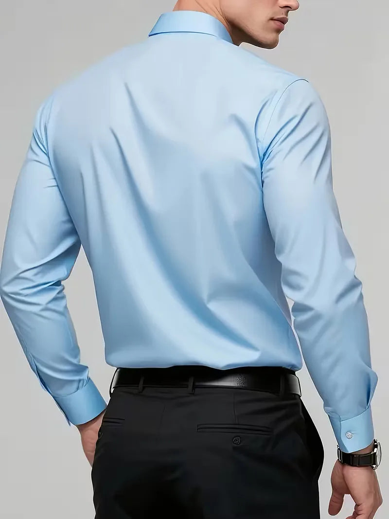 Comfortabel en stijlvol slimfit herenoverhemd met mandarijnkraag, ideaal voor de hele dag.
