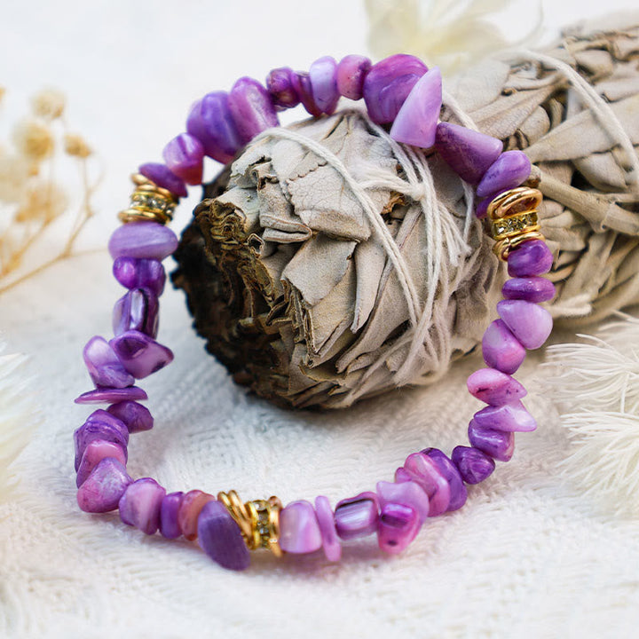 Verfijnde dames armband Celine, natuursteen kristallen, verstelbaar ontwerp.