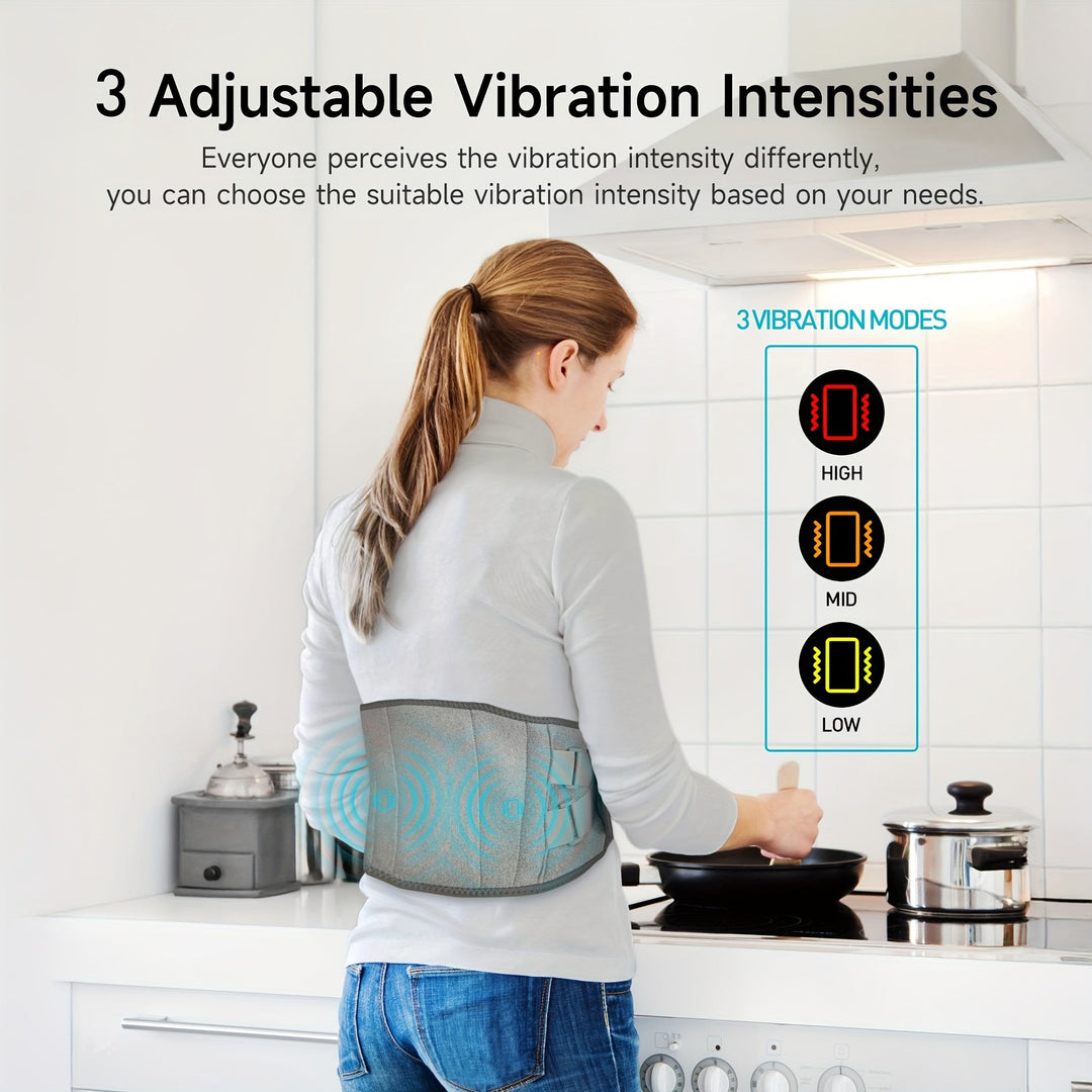 USB-oplaadbare draadloze massageband voor rug en taille, biedt comfortabele warmte- & trillingsmassage.