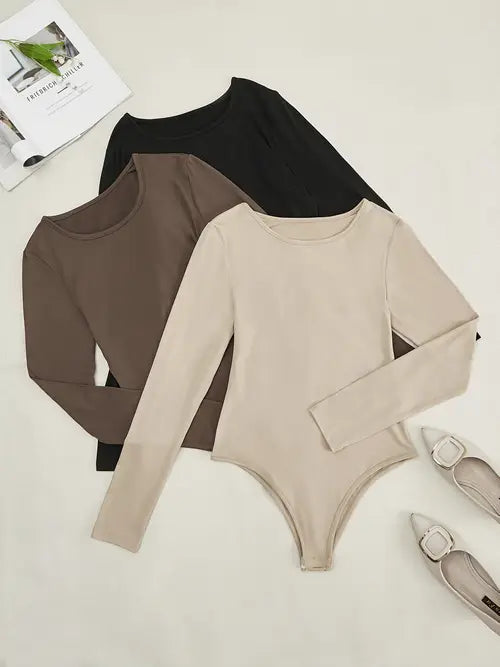 Essentiële 3-pack damesbodysuits met lange mouwen, comfortabel en stijlvol voor elke gelegenheid.