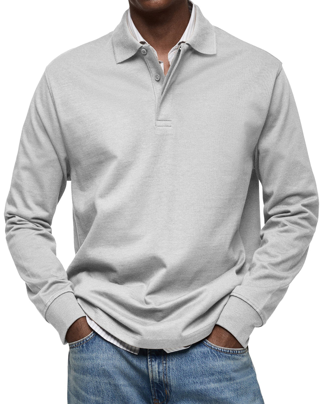 Casual heren polo met lange mouwen, een elegant design voor vrije tijd en werkcomfort.