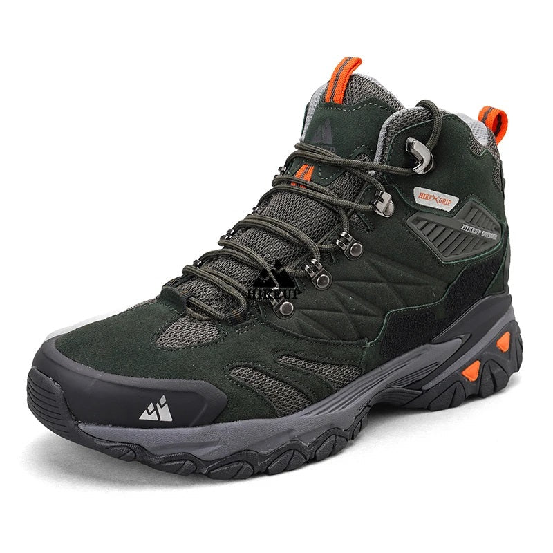Hoogmodel zwarte heren wandelschoenen, waterdicht, voor comfortabele en veilige tochten in de natuur.