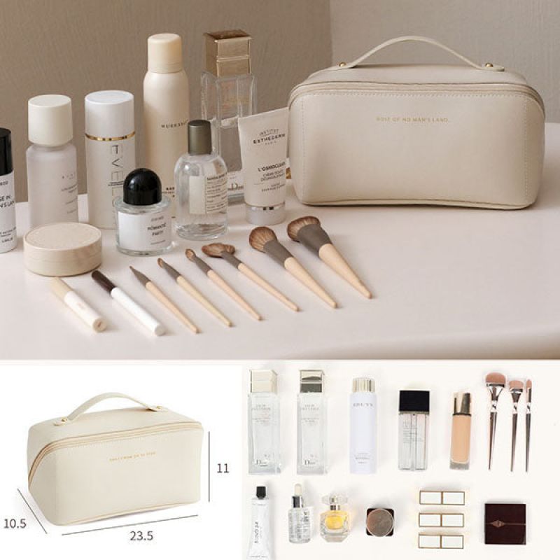 Stijlvolle en ruime beautycase van PU leer voor dames, een praktische make-up organizer en toilettas.