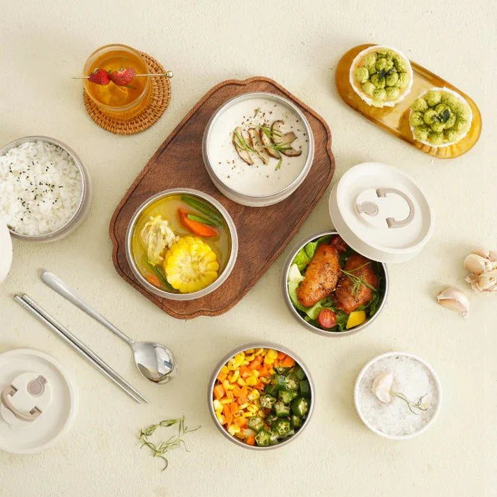 Premium geïsoleerde RVS lunchbox voor warme maaltijden. Lekvrij en herbruikbaar, perfect voor een gezonde lunch.