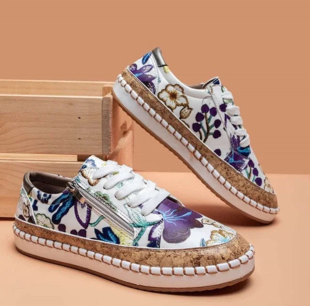 Veelzijdige gebloemde orthopedische damessneakers, geschikt voor vier seizoenen, bieden comfort en stijl.