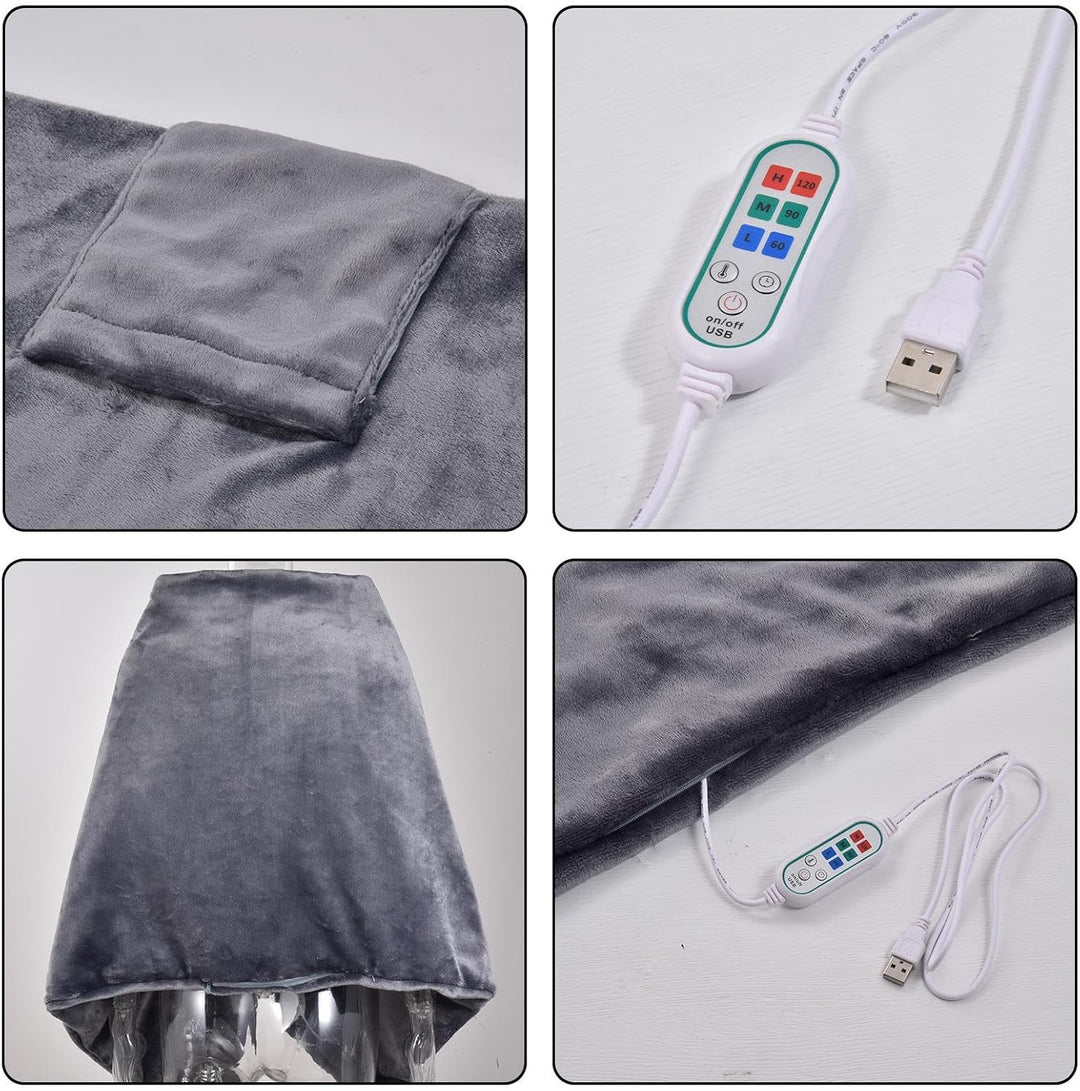 Stijlvolle unisex USB verwarmde sjaal, ook te gebruiken als rugwarmer. Draagbaar en elektrisch voor optimaal comfort.