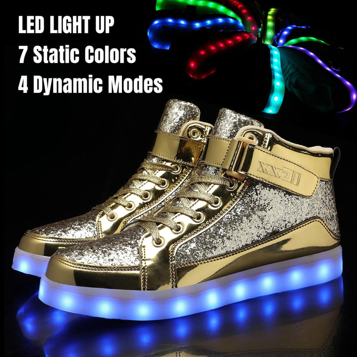 Moderne, oplaadbare LumaBoost LED sneakers, perfect als festivalschoenen voor een onvergetelijke tijd.