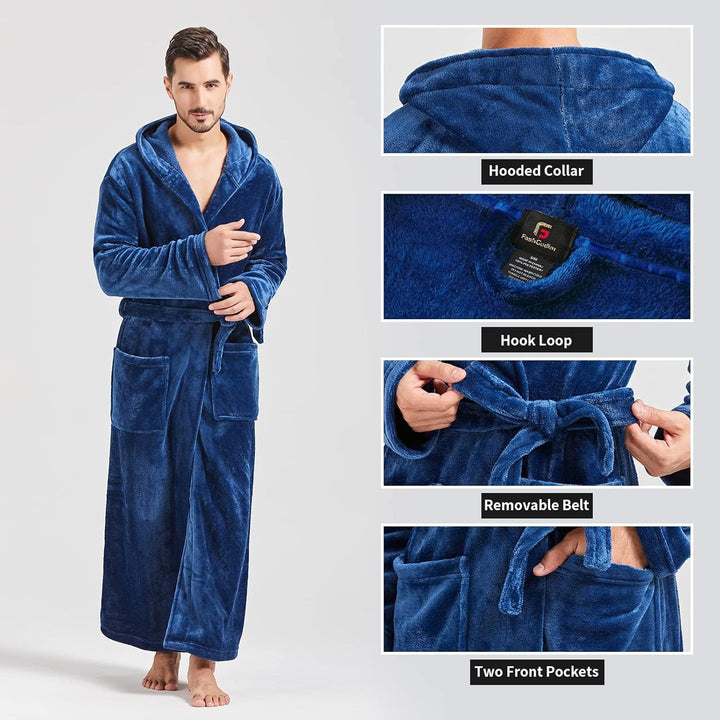 Zachte flanellen heren badjas James, ideaal als warme loungekleding.