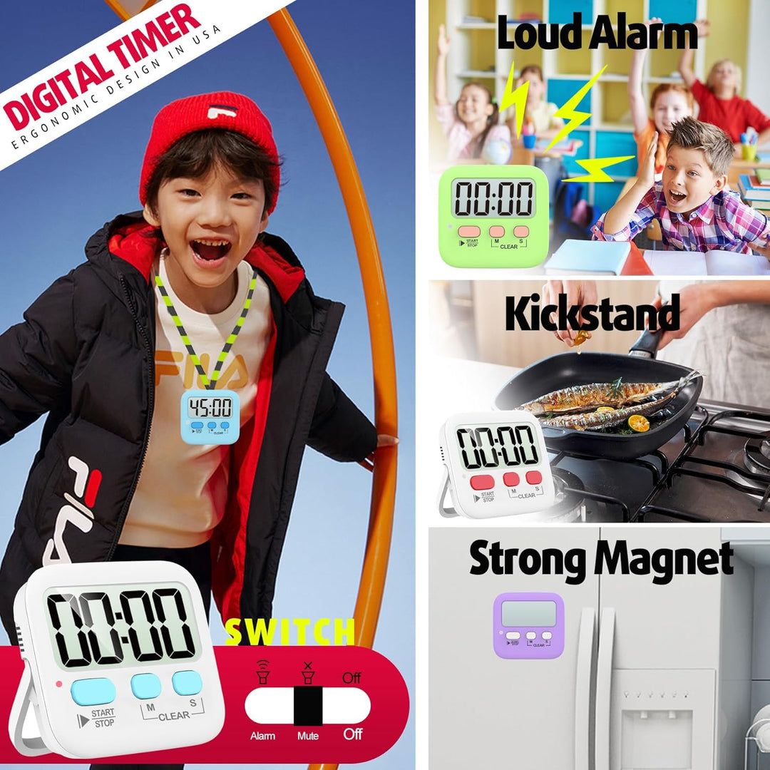 Nauwkeurige digitale keukentimer set voor stressvrij koken en bakken, met helder display.