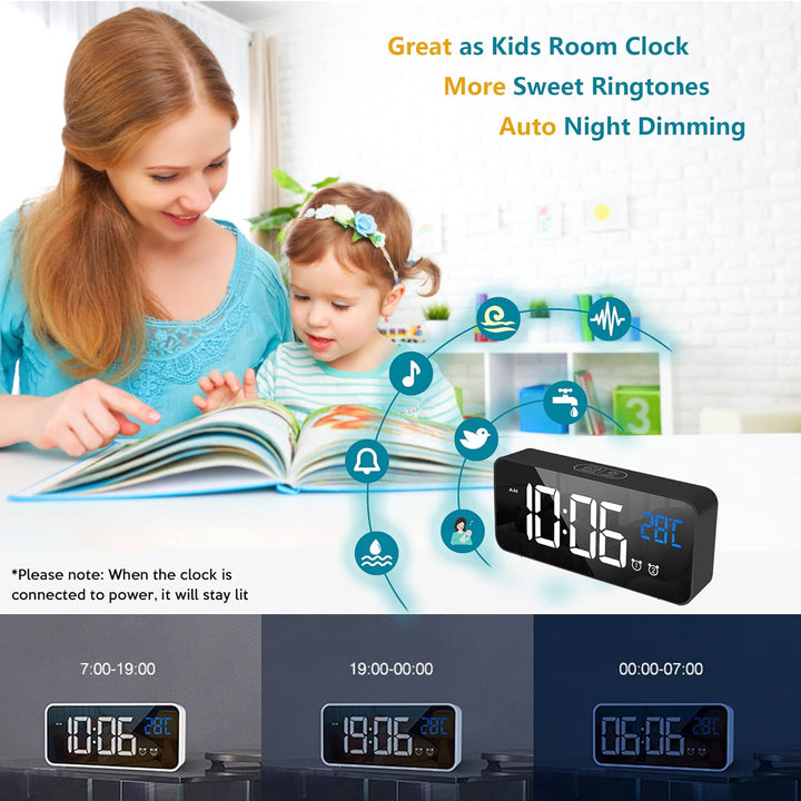 Zwarte digitale dagklok (ABS), 29,2 cm, met programmeerbare herinneringen.