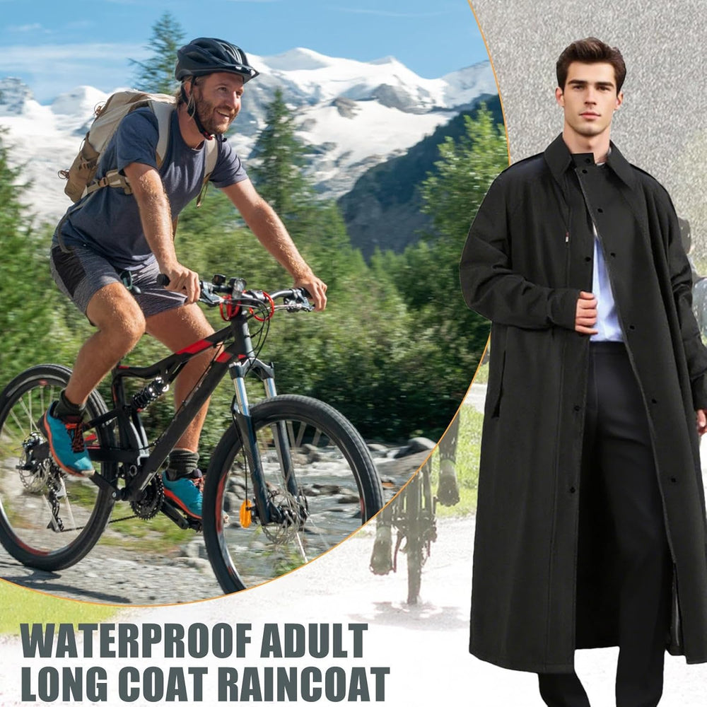 Lange regenjas voor dames en heren, ideaal voor wandelen en reizen, waterdicht en functioneel.