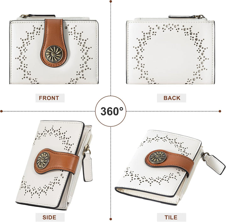 Moderne damesportemonnee, bifold, slank, met RFID-blokkering en munt ritsvak.